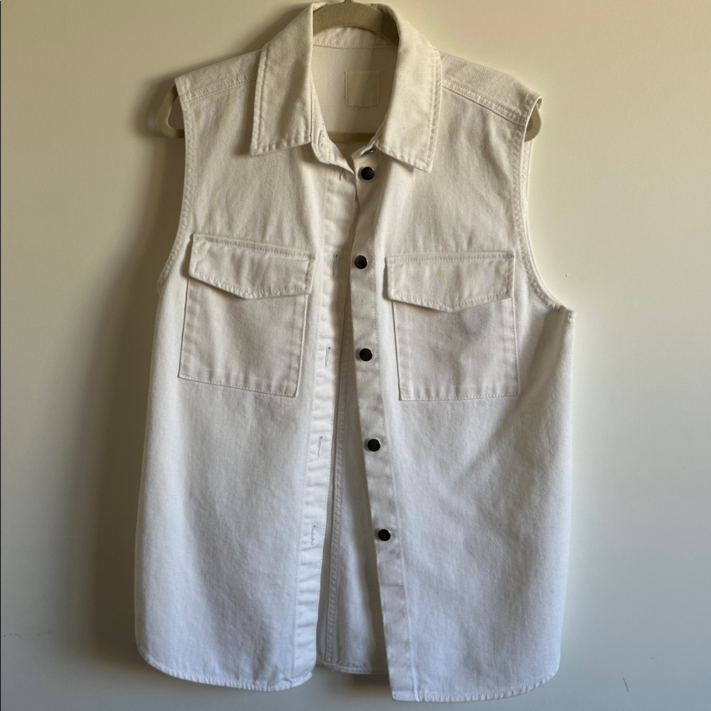 H&M White Long Denim Vest